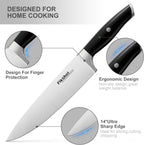 Fikshot Knife Set 14-Piece Ultra-Sharp Full Tang Chef Knives with Block and Sharpener, High-Carbon Steel Black Handle for Kitchens, BBQs and Feasts, Rust-Resistant, Dishwasher-Safe, Gift for Chefs