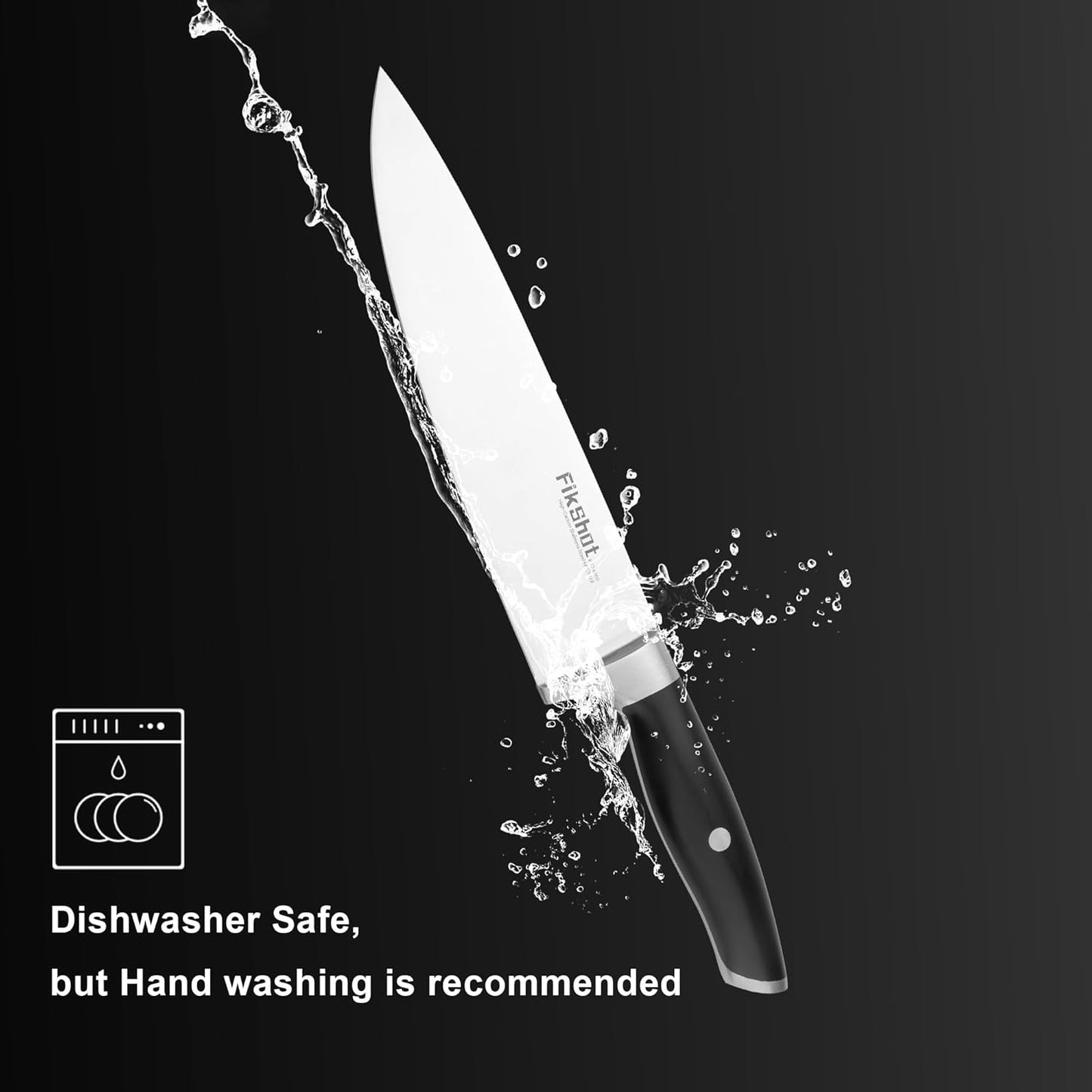 FikShot Chef Knife, 8 Inch High Carbon Stainless Steel Sharp Kitchen Knife with Ergonomic Handle, Professional Ultra Sharp Kitchen Knives for Cooking