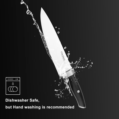 FikShot Chef Knife, 8 Inch High Carbon Stainless Steel Sharp Kitchen Knife with Ergonomic Handle, Professional Ultra Sharp Kitchen Knives for Cooking
