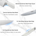 Fikshot 14-Piece Knife Set – German High Carbon Stainless Steel, Professional Chef Knives with Block & Sharpener, Elegant White, Dishwasher-Safe, Modern Kitchens, Rental Homes, Gift for Chefs