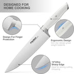 Fikshot Knife Set 14-Piece Professional Chef Knives with Block and Sharpener, Elegant White Stainless Steel for Small Apartments, Modern Kitchens and Rental Homes, Dishwasher-Safe, Gift for Chefs