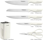 FIKSHOT 6-Piece Kitchen Knife Block Set with & Built-In Sharpener, Dishwasher Safe High Carbon Stainless Steel Blades, Rust-Resistant – Ideal Housewarming Gift