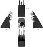 FIKSHOT Kitchen Knife Set, Including Knife Block Set and Sharpener - Made of High Carbon Steel, Rust-Resistant, Ergonomic Handle, Suitable for Cooking, Grilling and Gifting