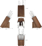 Fikshot Knife Set 14-Piece Professional Chef Knives with Block and Sharpener, Elegant White Stainless Steel for Small Apartments, Modern Kitchens and Rental Homes, Dishwasher-Safe, Gift for Chefs